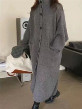 韩国2023秋冬新款设计感加厚百搭宽松慵懒外套长版毛衣开衫