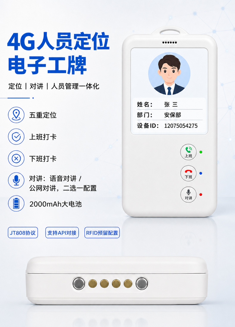 4G Electronic Work Badge Personnel Locator, Smart Positioning for Construction Site Employees, SOS Emergency Call Intercom, Beidou GPS Positioning