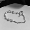 Asymmetrical bracelet from pearl, brand fashionable jewelry, Japanese and Korean, simple and elegant design, internet celebrity