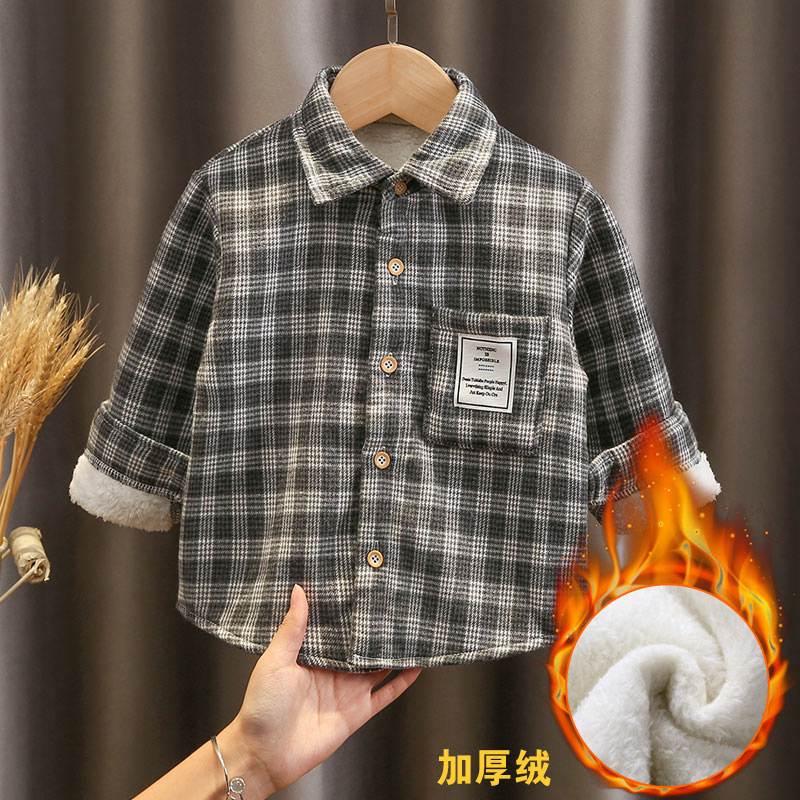 Camisas para niños de invierno para niños coreanos nuevos hombres y mujeres personales de moda moda de ropa de niños a cuadros gruesos chaqueta