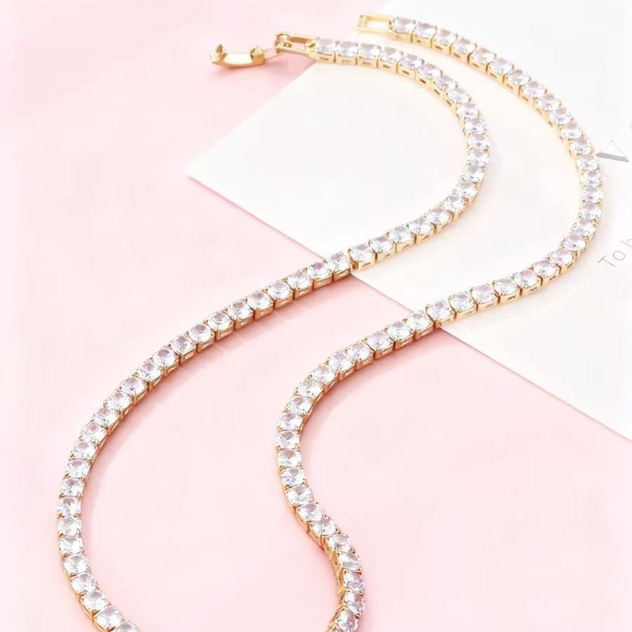 Full-diamond Zircon Necklace Elegant Electroplated Torque_voghion.com