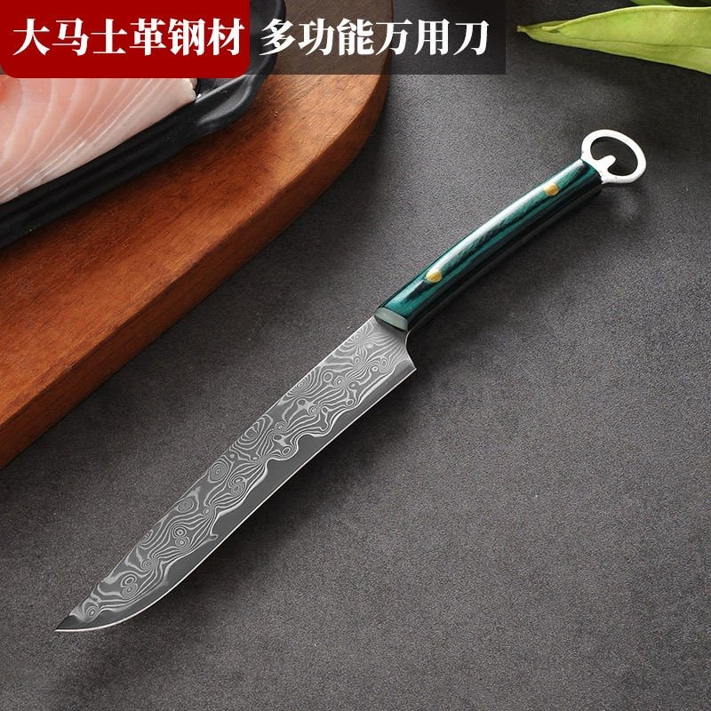 Иностранная торговля Damascus Multi -Steel Multi -Fruit Knife Handmade Handmade Handmade 67 Острый боевой нож с рукоятью