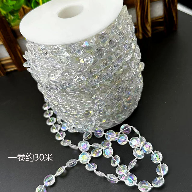 アクリルのコードの玉のウェディングの玉のカーテンの結婚式は水晶の道をまねて舞台の吊り下げの装飾の水晶のクリスマスツリーの玉のチェーンを引きます
