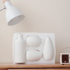 Simple Striped Ceramic Vase Wholesale Nordic Style Decorative Art Crafts Ornament Flower Holder for Dry Flowers Home Decor Set