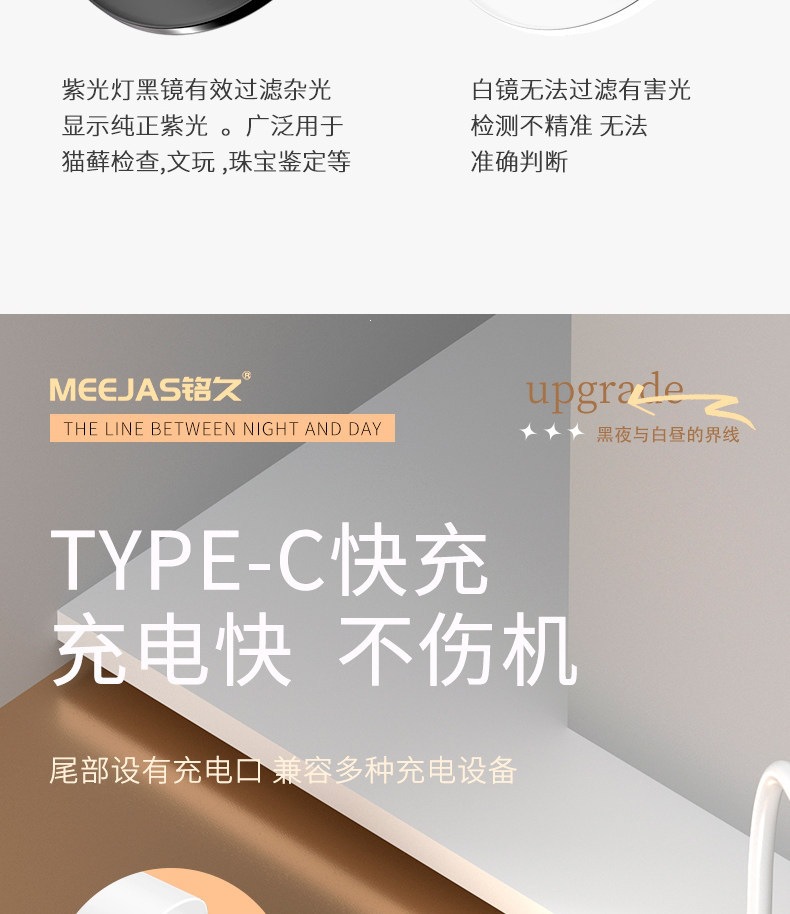 Mingjiu Wood's Lamp Cat Urine Purple Light Flashlight Fluorescent Agent Detection Pen Ultraviolet Fluorescent Lamp