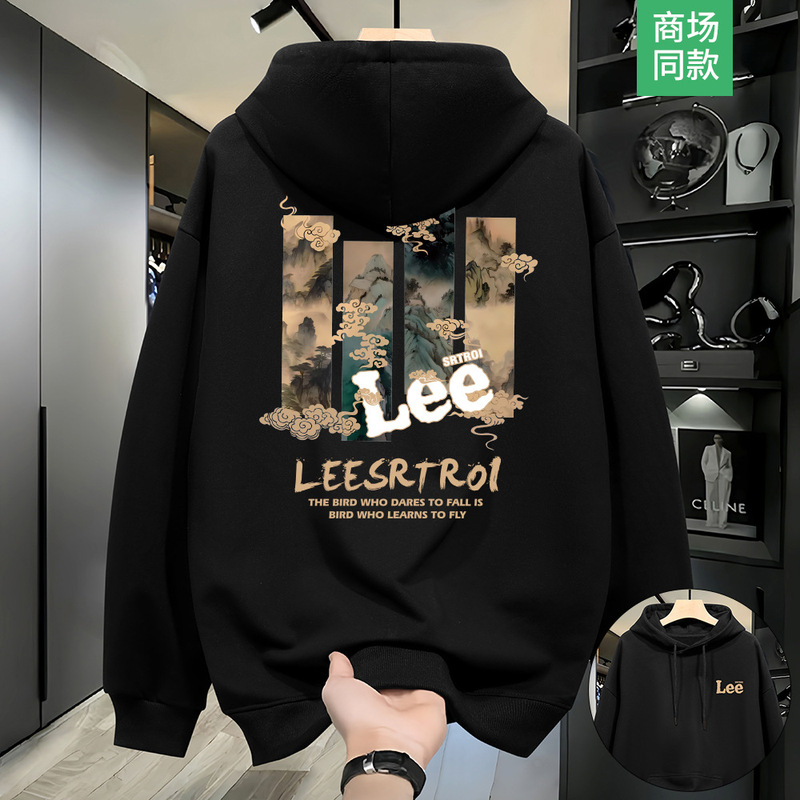 Nasa Co-Branded Heavyweight Hooded Sweatshirt Men's Autumn and Winter Velvet Thickeneded Loose Oversize Jacket Top Trendy