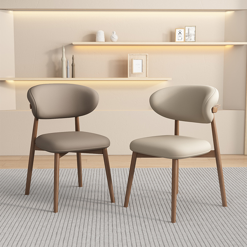 轻奢现代北欧设计师实木餐椅简约原木咖啡厅休闲家用餐厅靠背椅子