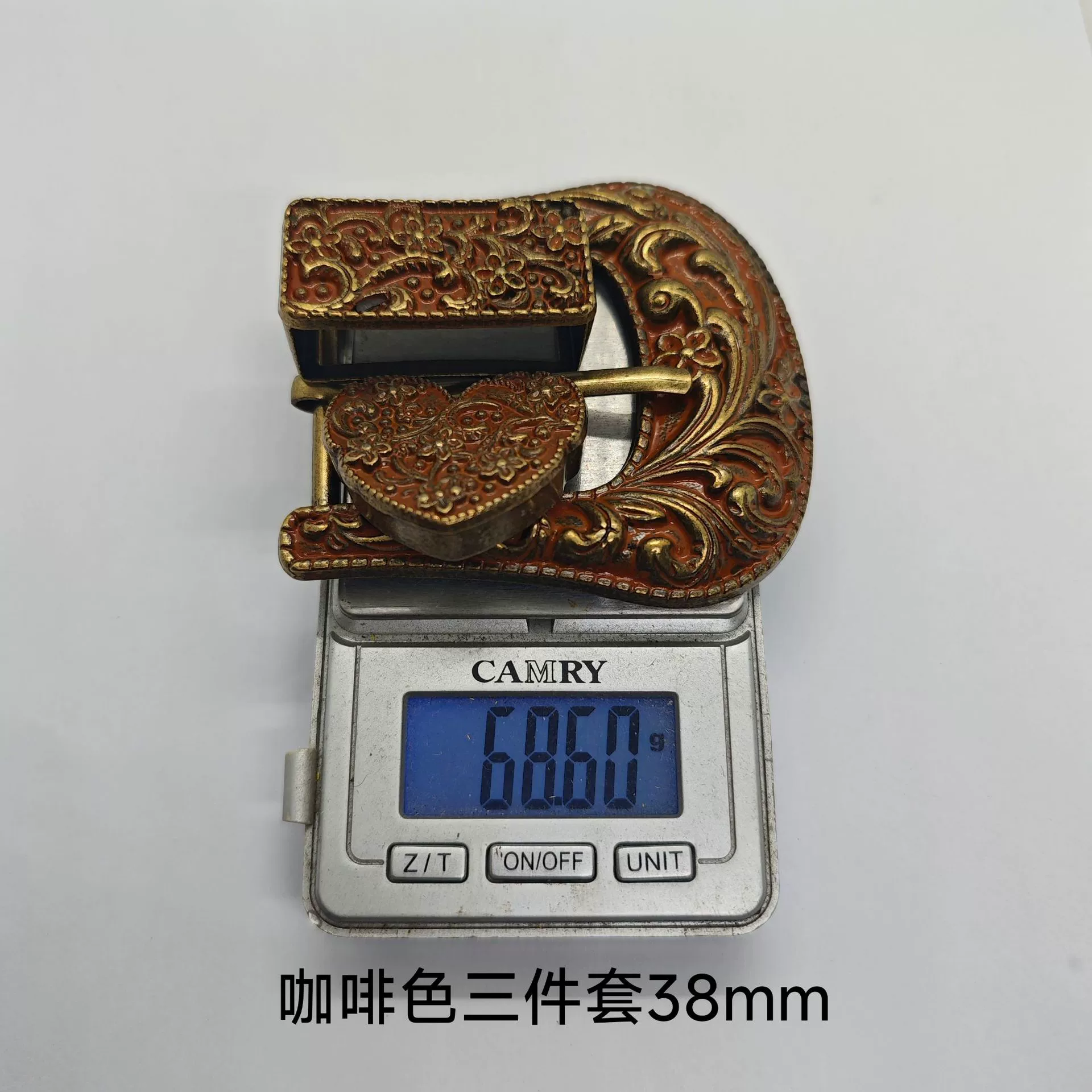 Ethnic retro metal belt, buckle, set, European style, 3 piece set