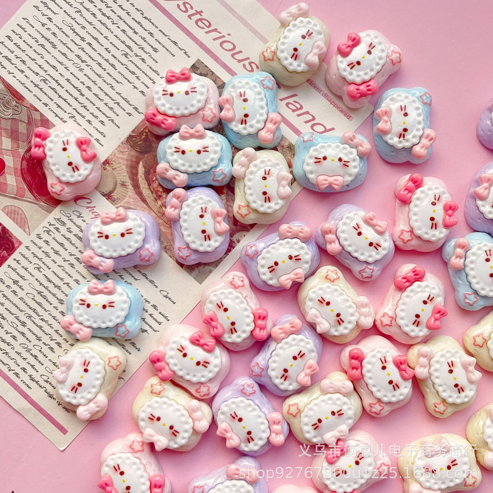ミルクチョコクッキーkitty猫樹脂アクセサリーdiyクリームゴム携帯ケースヘアクリップ帽子手袋アクセサリー