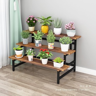 Flower Shelf Storage Rack Multi-Layer Balcony Stepped Living Room Outdoor Courtyard Floor-Standing Ladder-Shaped Outdoor Succulent Anti-Corrosion Wood