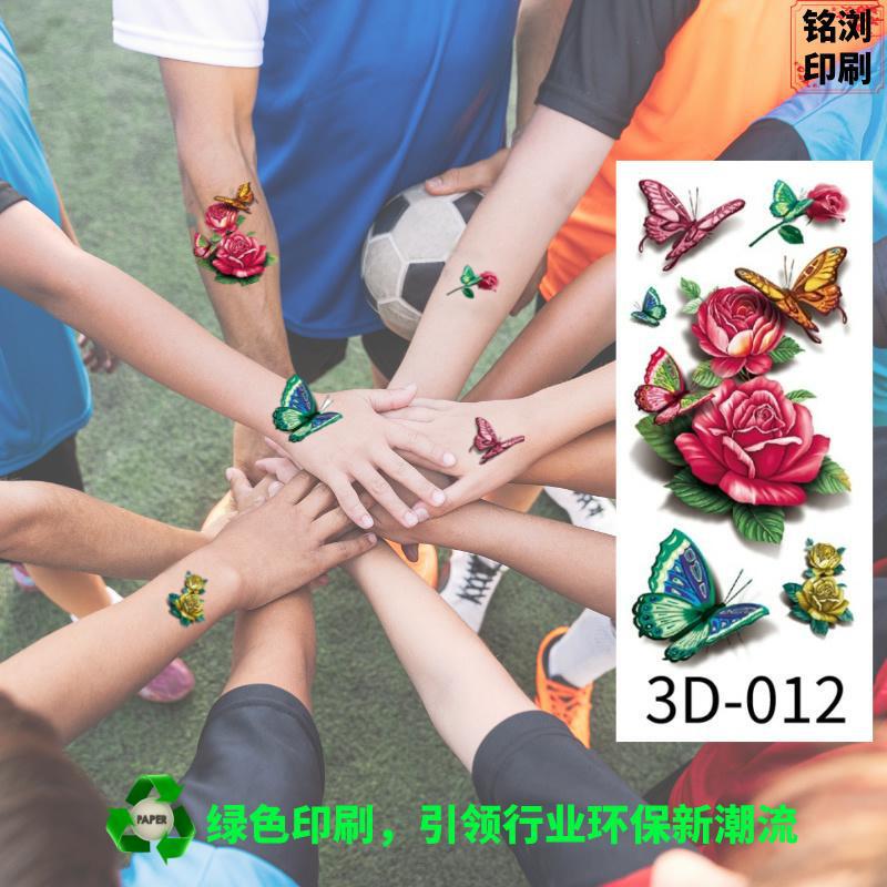 Women Temporary Tattoo Sticker Body Art Tattoo Sticker 3D Butterfly Rose Feather Tattoo Waterproof