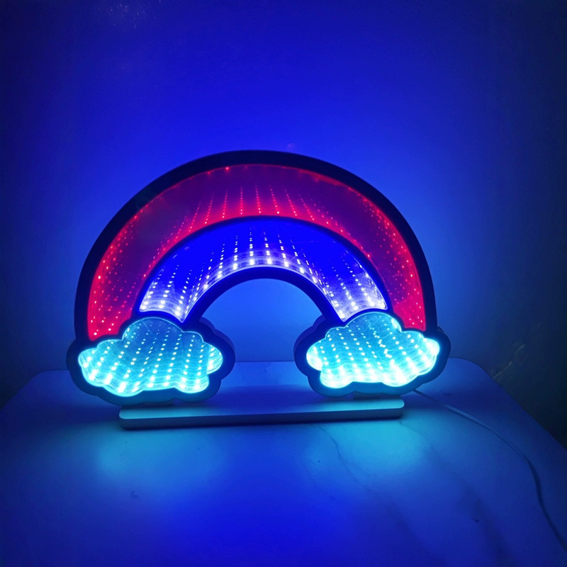 Cross-Border Abyss Mirror Thousand-Layer Mirror Table Lamp Ornaments Holiday Personalized Gifts Led Neon Light Rainbow Cloud