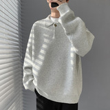 2026秋季青少年宽松型圆领长袖针织衫运动风格透气罗纹底摆厚款，男装针织衫/毛衣，星座614