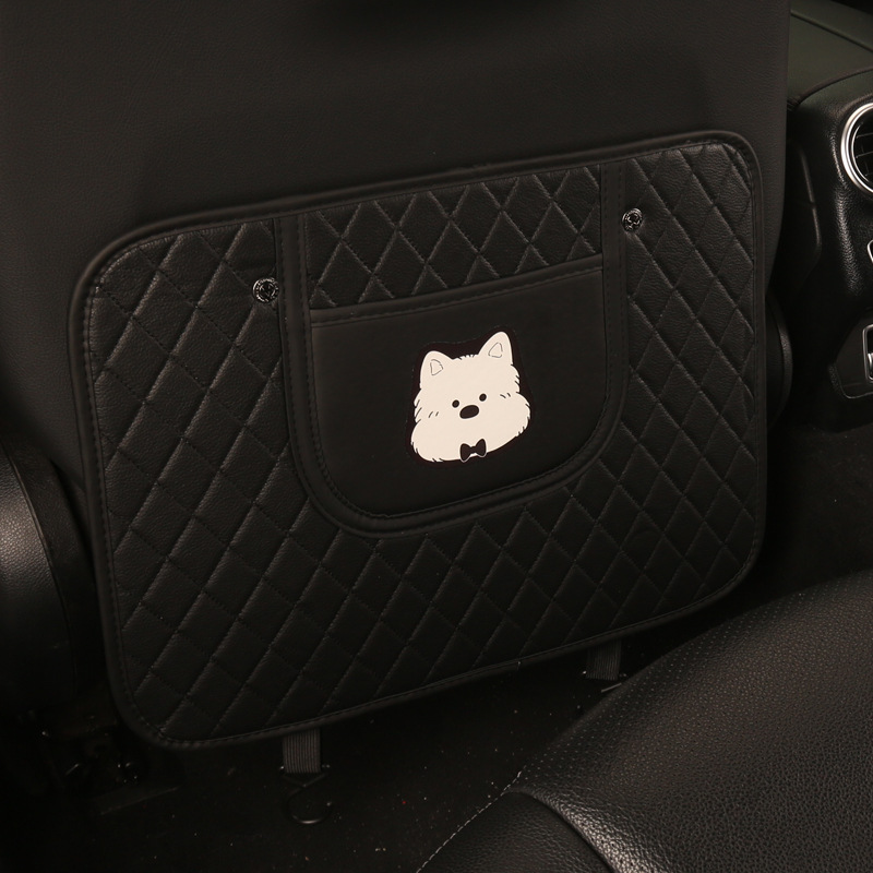Aika – Cute West Highland Chair back anti-kick pad - quilted-black-west-highland