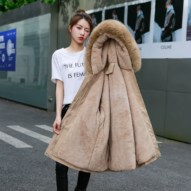 2021 новая зимняя куртка Parker с хлопковой подкладкой, Женская облегающая одежда с длинной талией и флисовой подкладкой на хлопковой подкладке