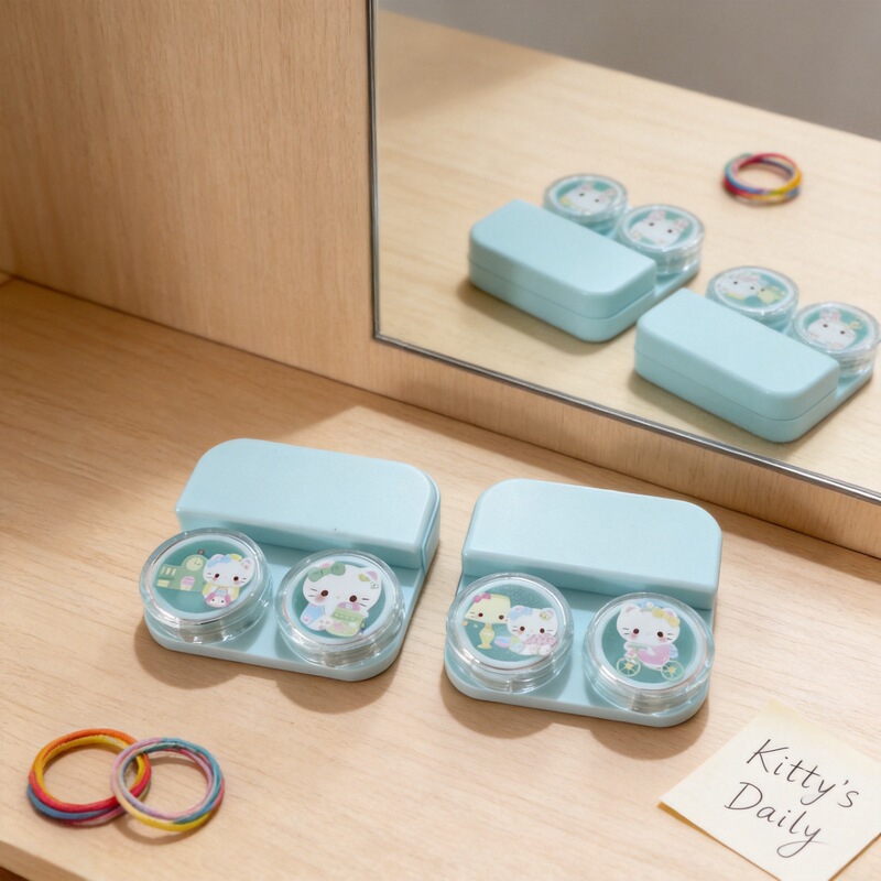 Color Contact Lens Case with Apple Button Design, 3D Drawer-Style Contact Lens Case for Women, Cute Companion Case, Compact and Portable Color Contact Lens Case with Apple Button Design, 3D Drawer-Style Contact Lens Case for Women, Cute Companion Case, Compact and Portable