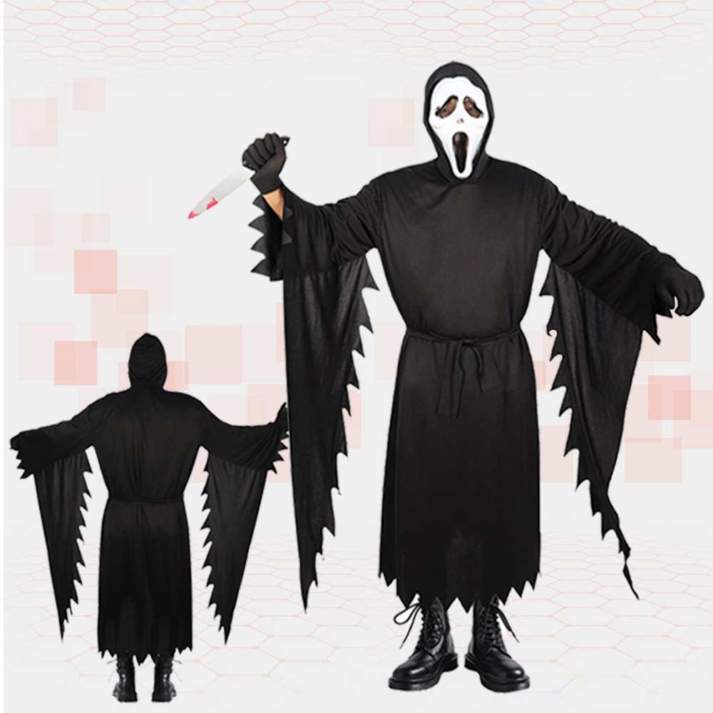 Scream cos costume horror thriller cosplay Halloween cloak movie same costume Death