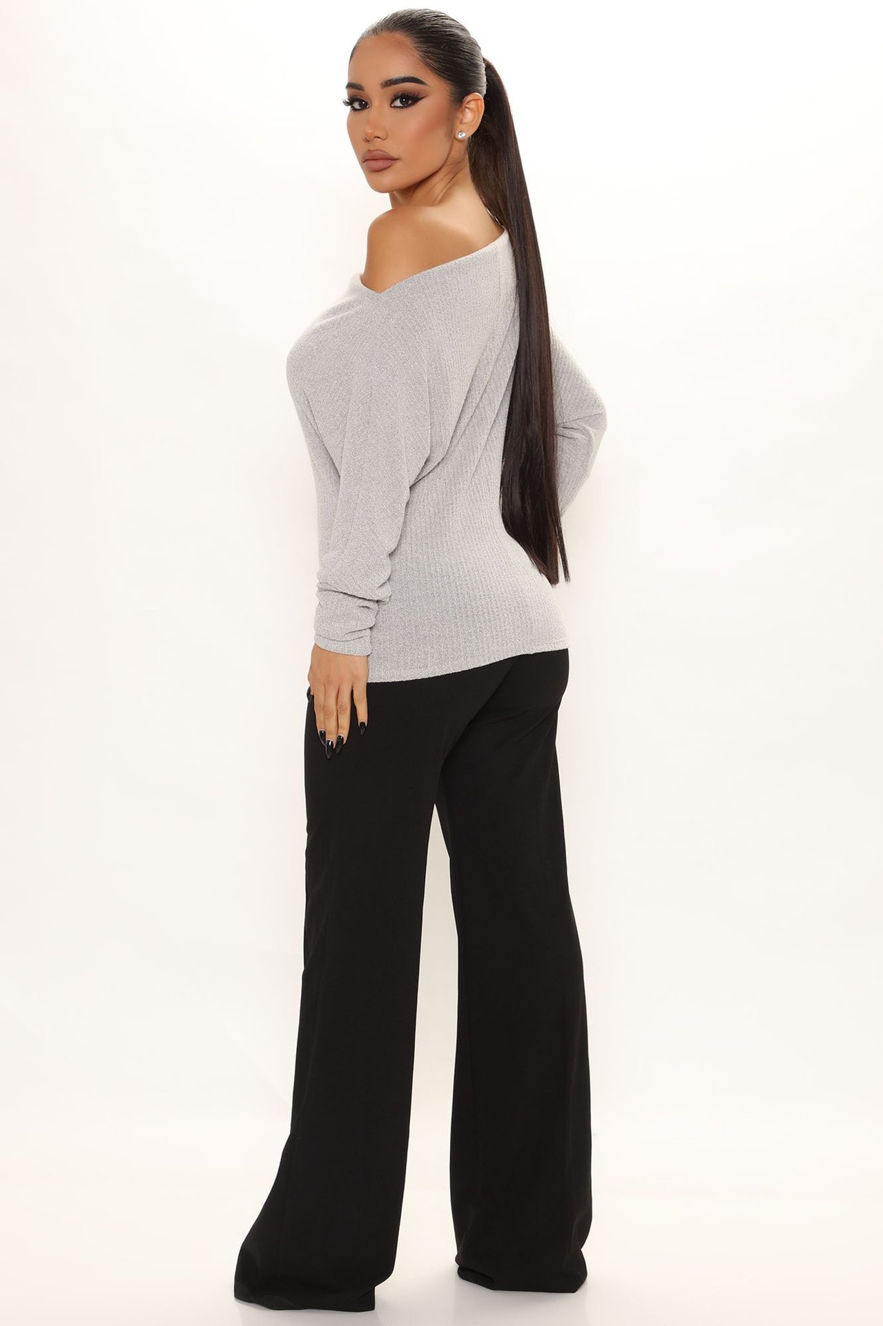 Oblique Shoulder One-Line Neck Top NSPHG106021