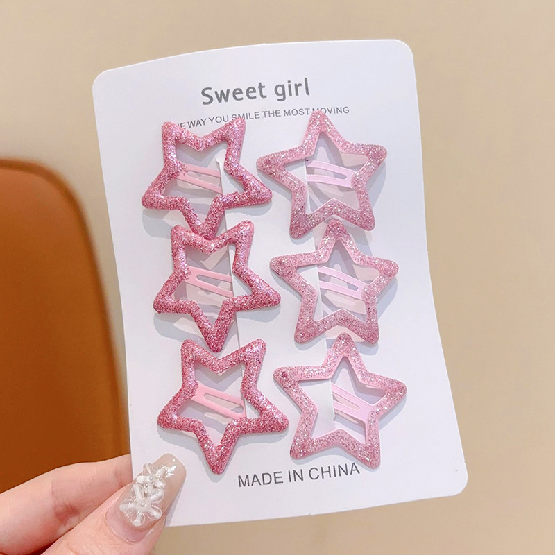 92 # Juego de estrella de cinco puntas de sandía roja con lentejuelas de 6 piezas (sin cartón)