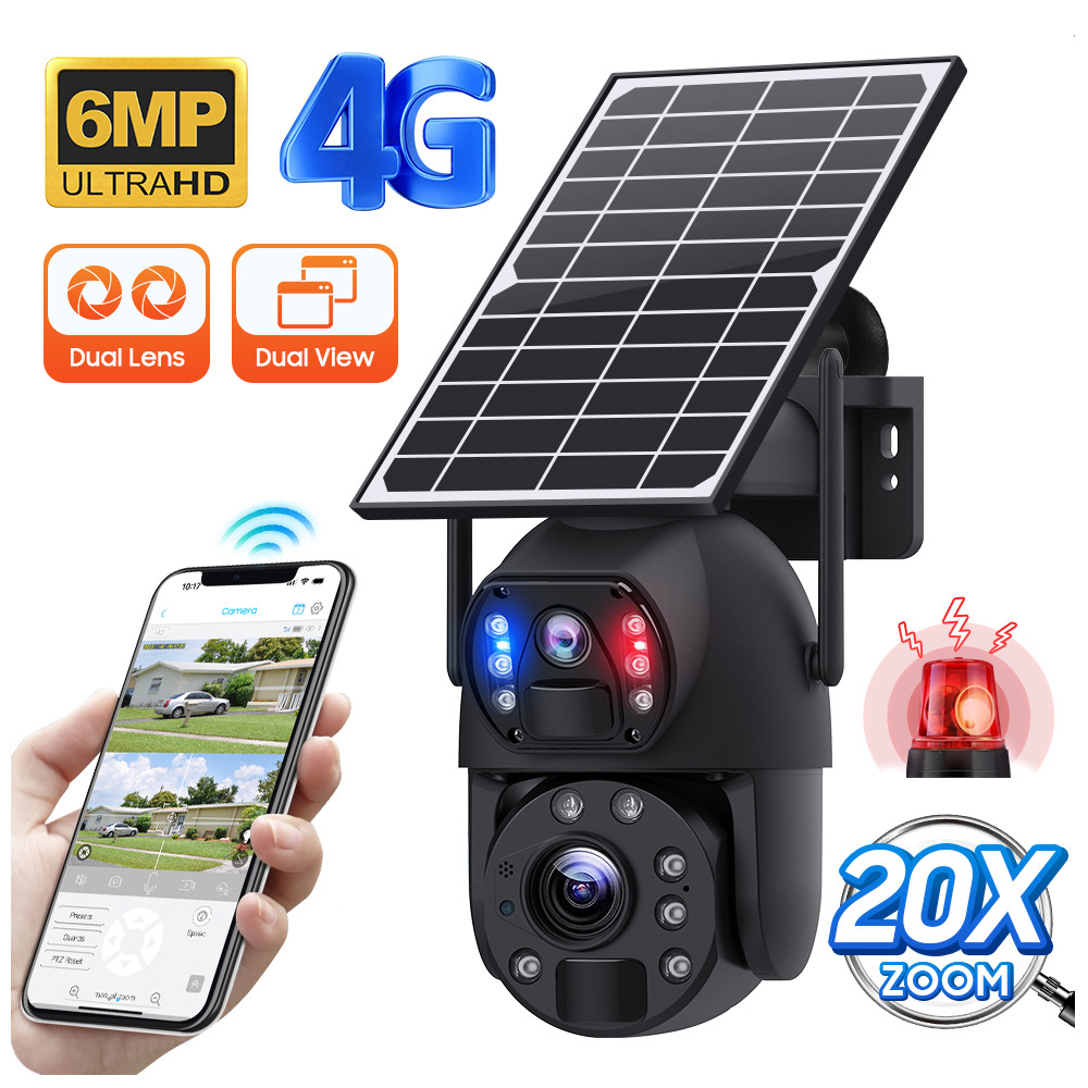 UBOX20x Zoom Solar Low Power Consumption Monitoring Dual Screen Outdoor 4G Binocular Solar Monitoring Camera