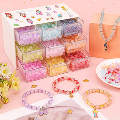 Children's Bead Stringing Imitation Jade Beads Bracelet Bead DIY Kit for Girls Brain Development Toy Self-Made Glass Beads Bracelet