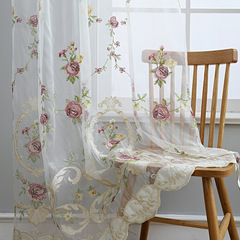 Cross-border exclusive Amazon curtains ready-made American embroidered sheer curtains half-light curtains fabric wholesale