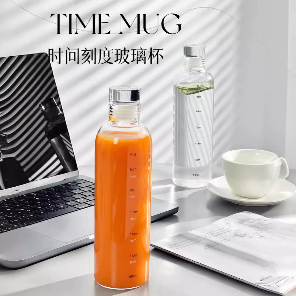 Стеклянная кружка из высококачественного боросиликатного стекла с мерной шкалой, стильная кружка для фруктовых напитков, милая кружка для воды, большая емкость для напитков, чайная кружка, кофейная кружка