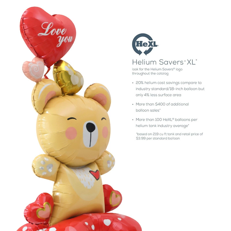 Three dimensional toy, balloon for St. Valentine's Day, in 4d format, with little bears