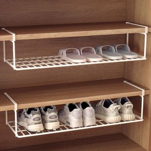 Foldable shoe rack layered partition shoe bracket lower hanging basket storage rack organize shoe bracket without hole drilling storage