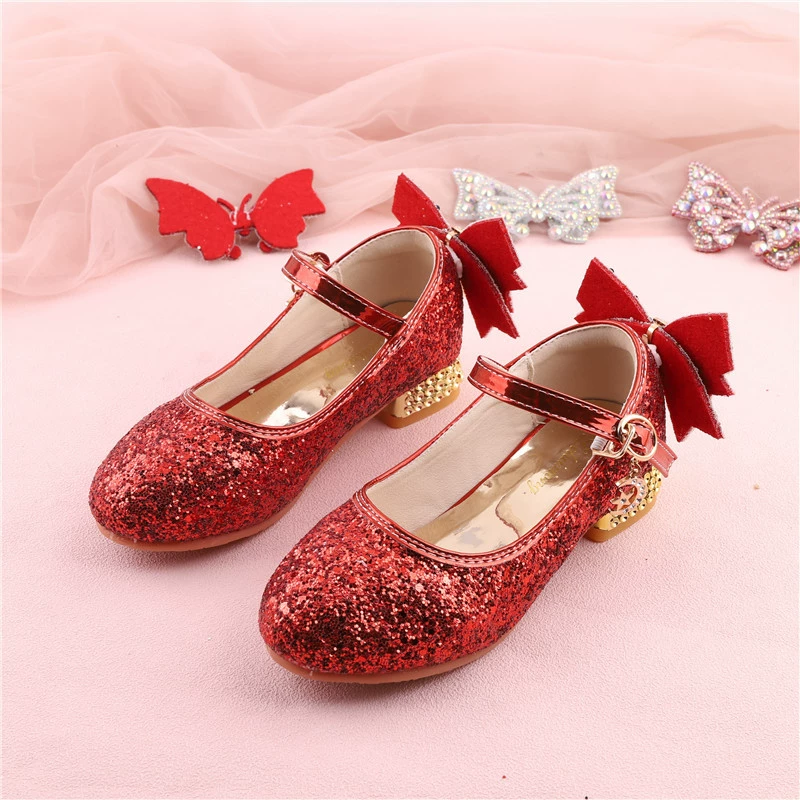 Обувь с бантом для девочек новая мода дети на высоких каблуках