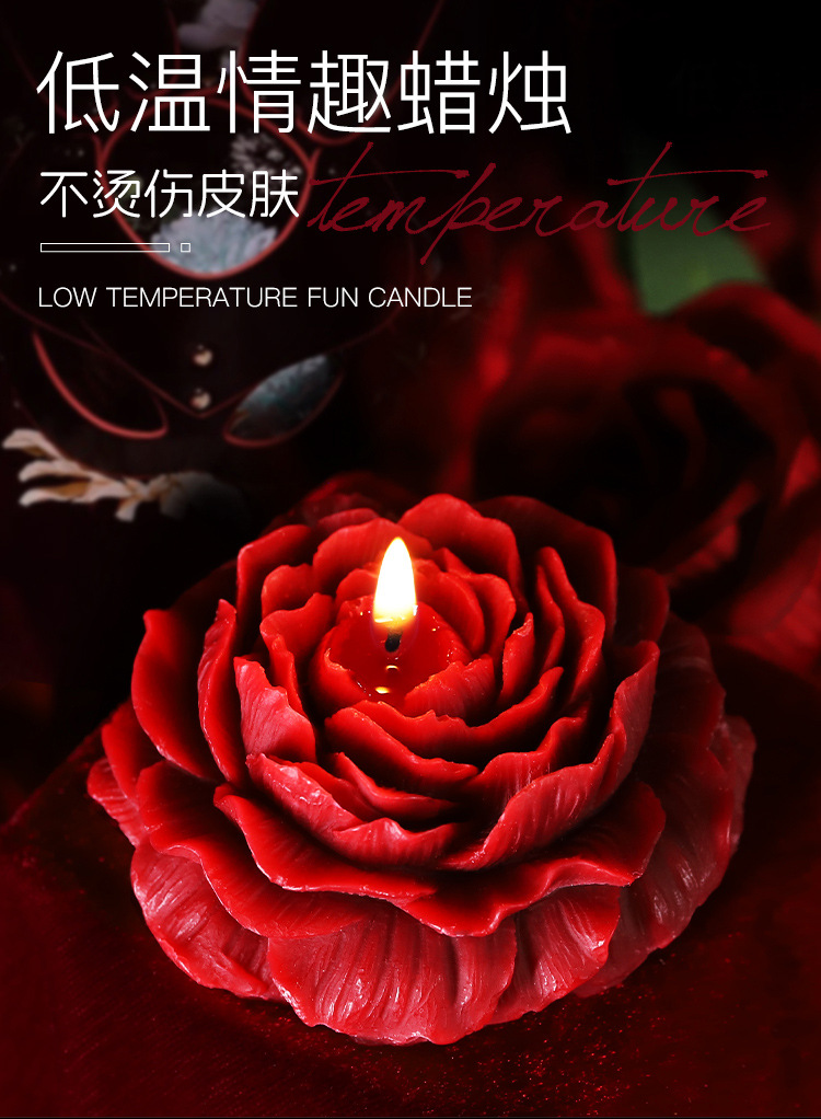 Low Temperature Massage Candle with Soy Wax in Heart and Peony Red Styles — detail image 1