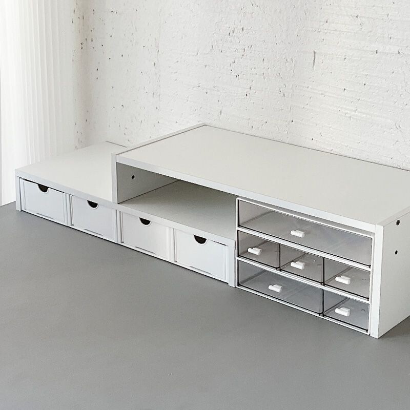 White Dormitory Minimalist Drawer-Style Elevated Storage Box Organizer for Desktop Stationery, Popular among Students