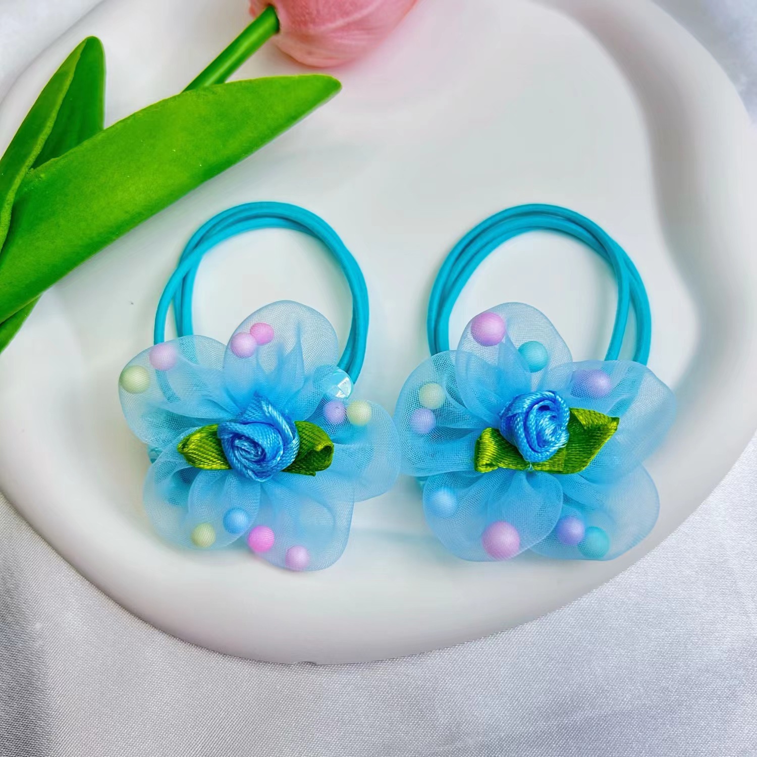Ligas de Flores para El Cabello de Niñas de Tela