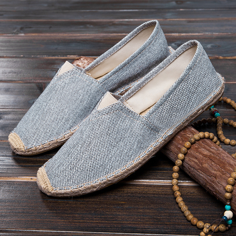 Zapatos de paja primavera y verano nuevos zapatos de pareja viejos zapatos de lona transpirables de lino de Beijing zapatos de cuerda de cáñamo de pescador perezoso zapatos de hombre