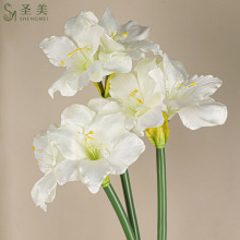 厂家直销 3头小号君子兰仿真花金黄色仿真花插花场景布置插花造景