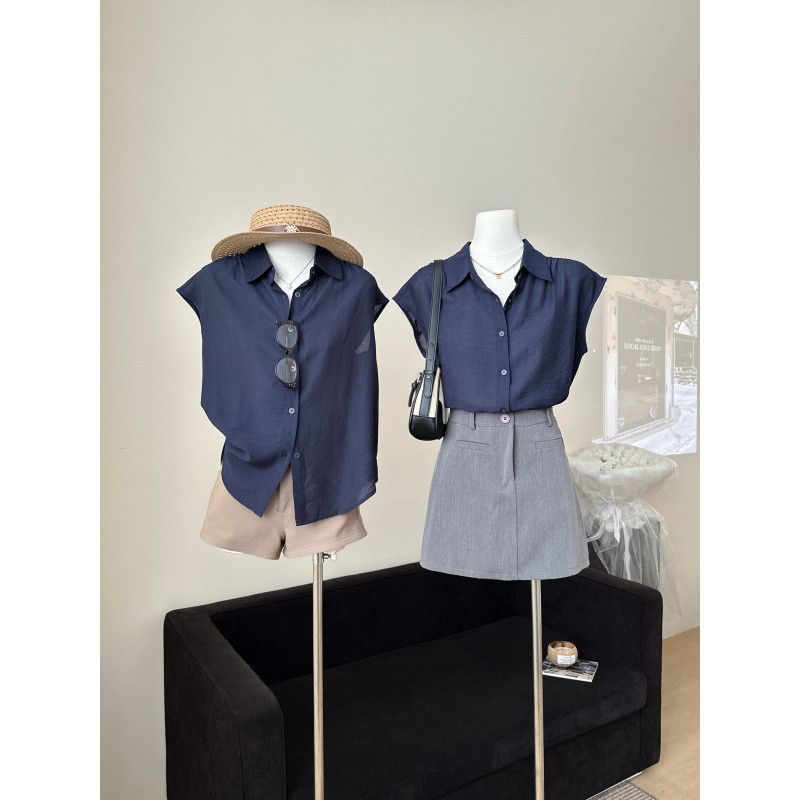 Cross-Border Foreign Trade Tk Women's Clothing 2026 Summer New Style Simple and Versatile Shoulder Pleated Shirt