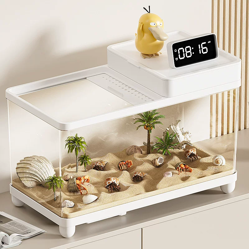 Hermit crab breeding tank ecological landscaping household small villa climbing pet box with climbing platform bottom drainage turtle tank