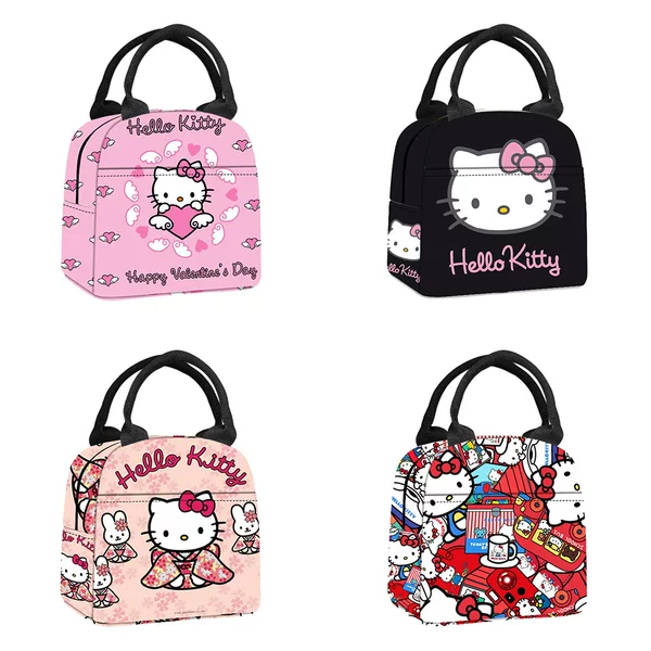 Portable Lunch Bag Hellokitty Cartoon Cute Hello Kitty Lunch Bag Insulated Lunch Box Bag Student Lunch Bag