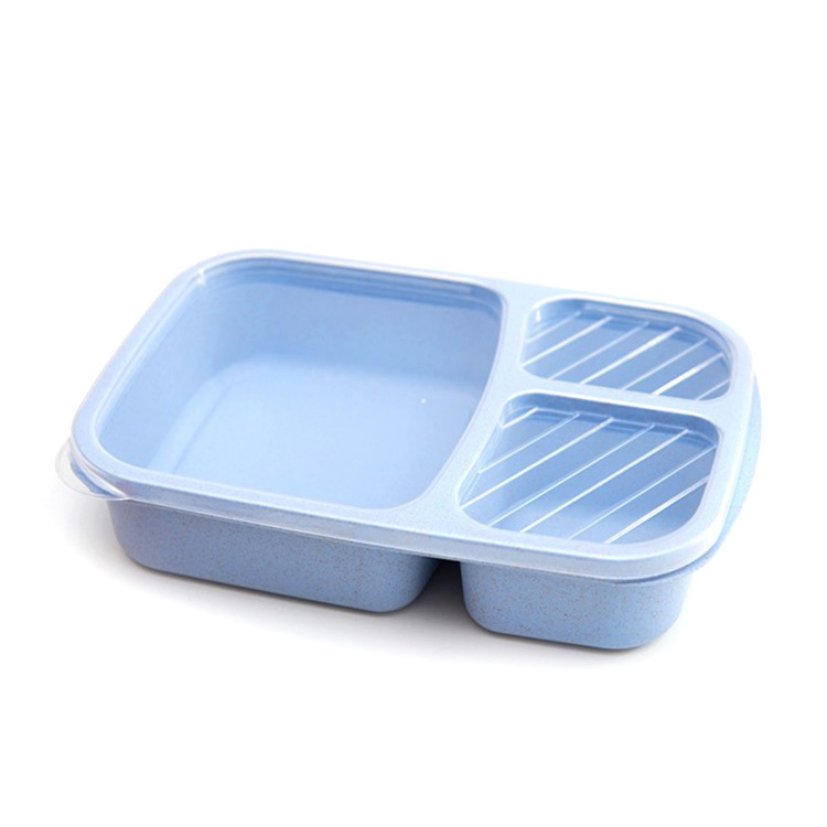 Fiambrera de paja de trigo con tapa de plástico, plato de comida para estudiantes, dormitorio, lonchera para trabajadores de oficina, lonchera portátil