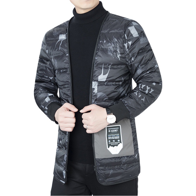 Abajo Chaqueta corta de invierno de los hombres de mediana edad slim fit engrosada abrigo de los hombres papá invierno chaqueta de los hombres con capucha