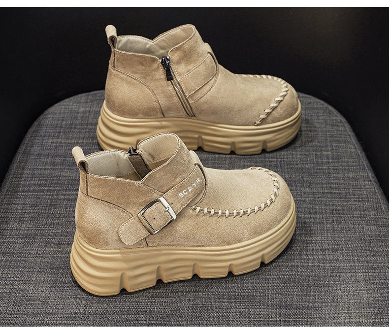 Giày boot nữ cổ cao đế dày tăng chiều cao phong cách Anh quốc cổ điển — M2961 màu đen, Lạc đà M2961, M2961 màu nâu, M2961 màu vàng chi tiết 22