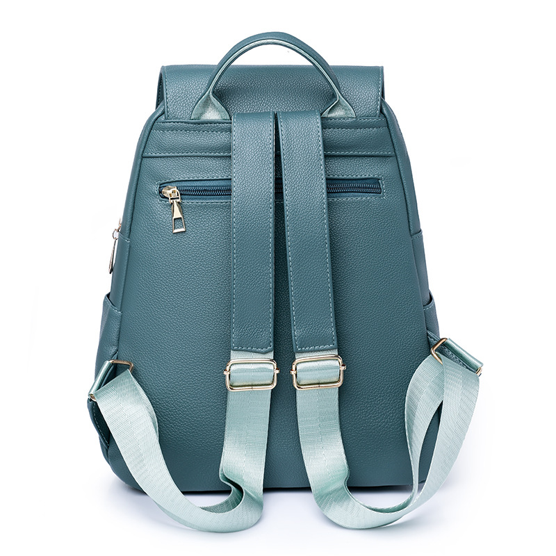 Comercio exterior al por mayor 2023 nueva mochila de cuero suave para mujer coreana, mochila de viaje antirrobo de gran capacidad de color sólido de moda