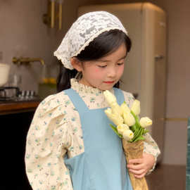韩国儿童饰品蕾丝花边束发带 可爱小公主泫雅风头巾旅游拍照写真