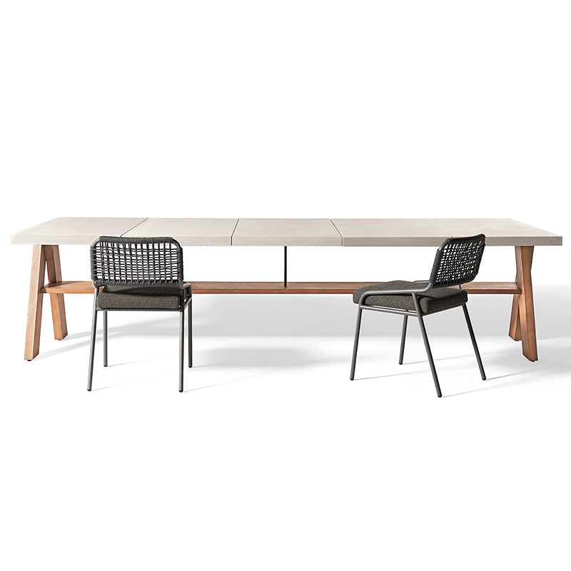 Mesas y sillas de teca para exteriores, muebles de madera maciza para jardín de villa y B&B, conjunto de sillas de ratán impermeables y resistentes al sol para terraza exterior