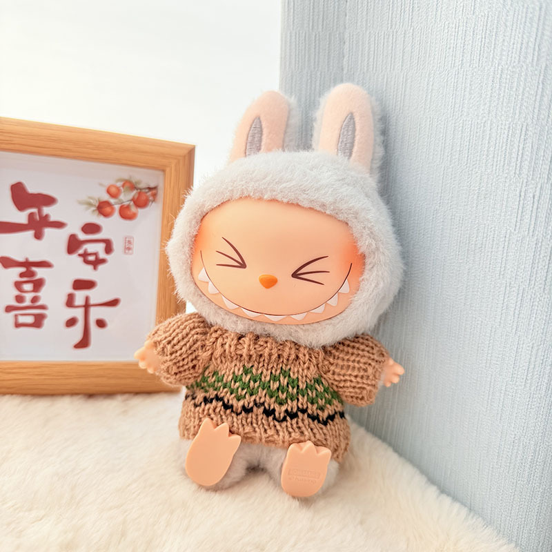 Solo ropa] Llavero de primera y segunda generación Labubu colgante de ropa Rabubu ropa de bebé suéter de punto traje de sombrero