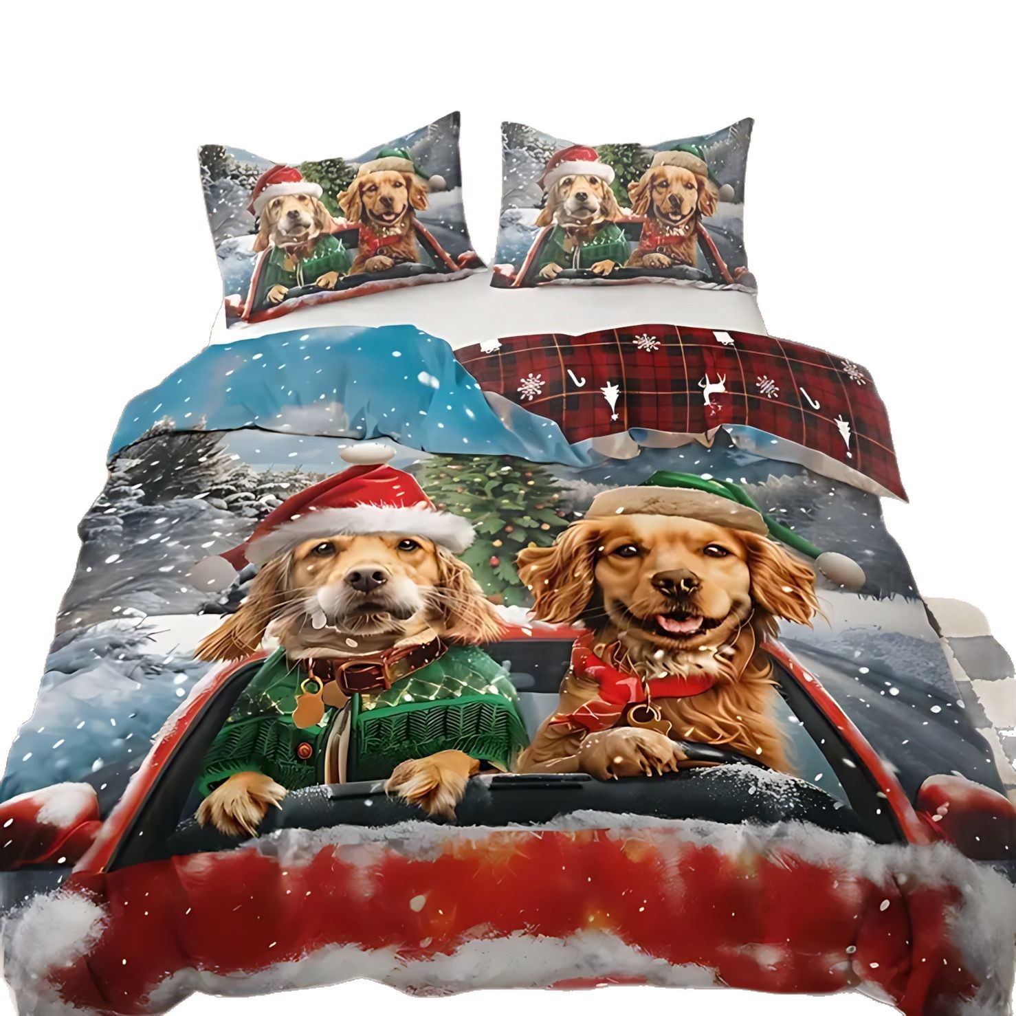 TEMU / JIT Amazon transfronterizo impresión de Navidad suave transpirable HD digital impresión kit de edredón