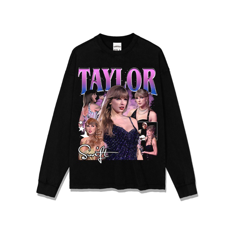 Taylor Swift estilo americano de la calle marca de moda impresión retro hacer viejo lavado pesado suelto manga corta