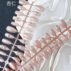 堆堆鑽 波點鏈條30片條狀穿戴甲半手工預製甲分尺碼成品穿戴美甲