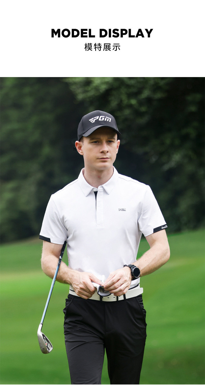 Áo thun golf nam ngắn tay PGM hút ẩm nhanh khô — YF587-màu trắng, YF587-Màu đen, YF587-màu đỏ chi tiết 8