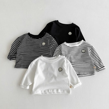 儿童打底衫春秋装长袖T恤男女童韩版打底衫宝宝休闲条纹上衣